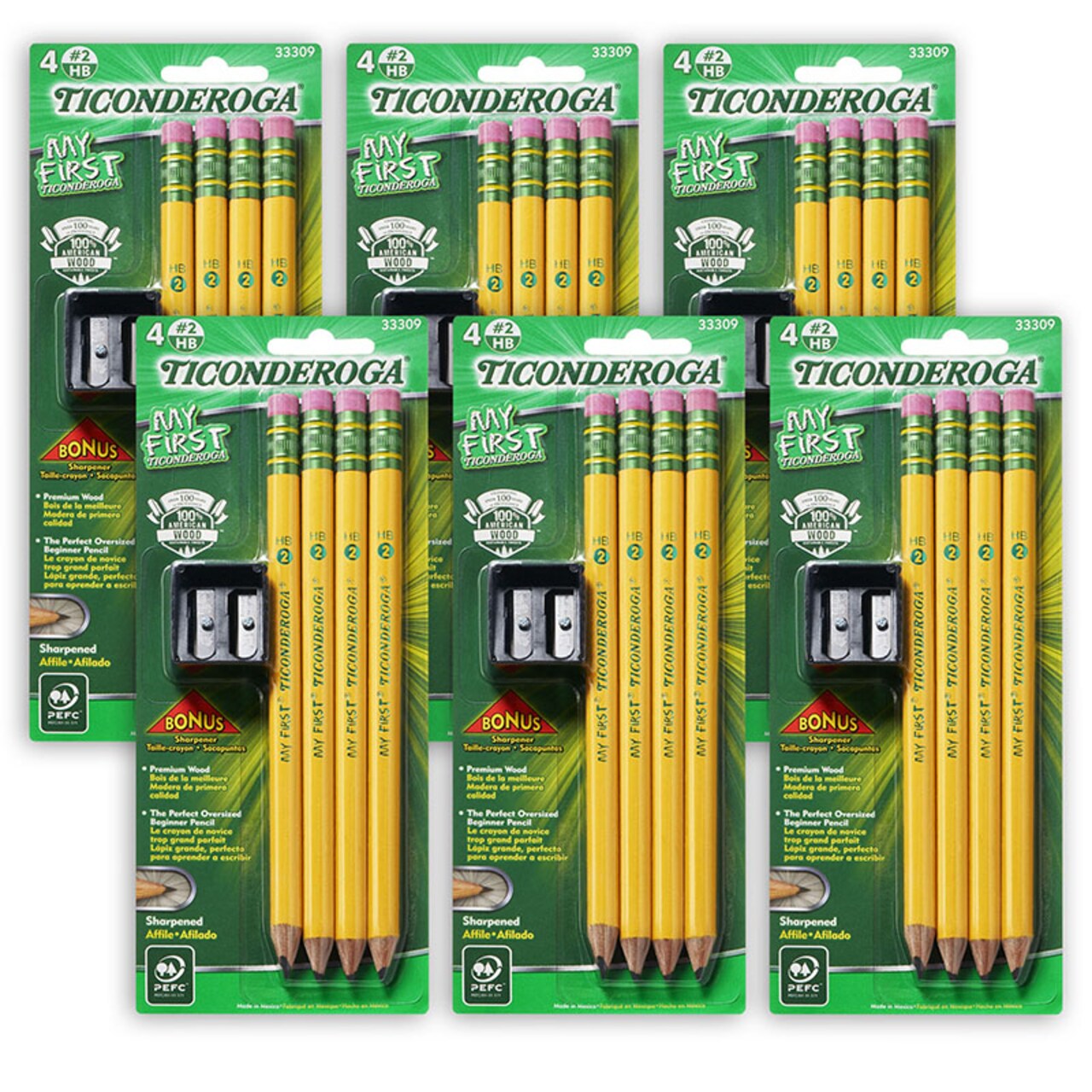 My First Pencils, Sharpened, 4 Per Pack, 6 Packs